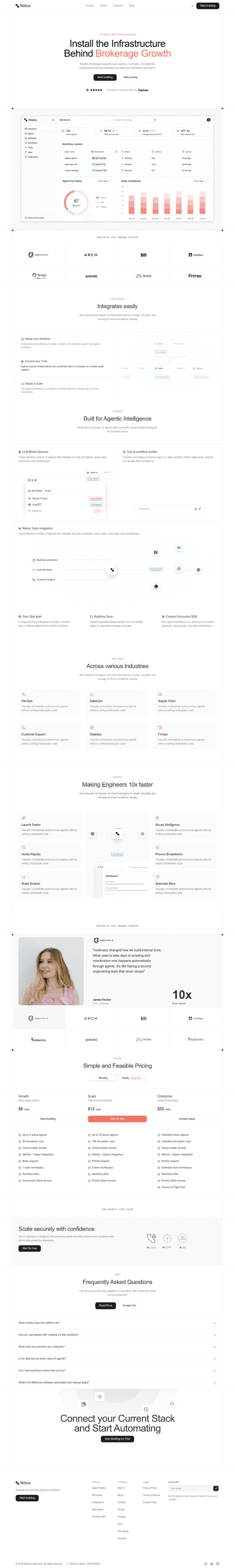 Nodus Startup landing page